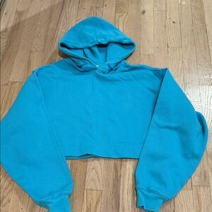 ALO YOGA Blue Cropped Hoodie